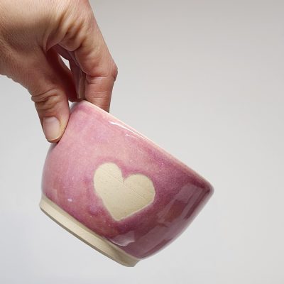 Bol rose coeur - 10 x 7 cm (12 onces)