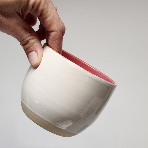 Tasse blanche framboise - 12 onces